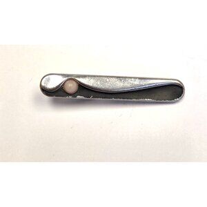 Silver-Tone Tie Clip With Pearl Accent Classic Mens Accessory